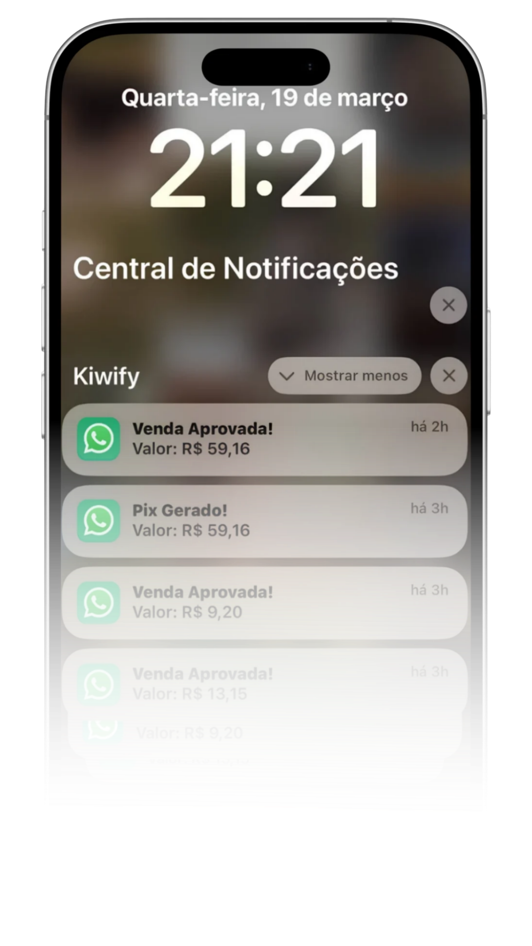 Notificações de vendas aprovadas no celular